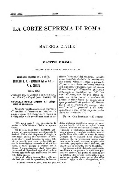 La Corte suprema di Roma raccolta periodica delle sentenze della Corte di cassazione di Roma