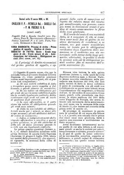 La Corte suprema di Roma raccolta periodica delle sentenze della Corte di cassazione di Roma