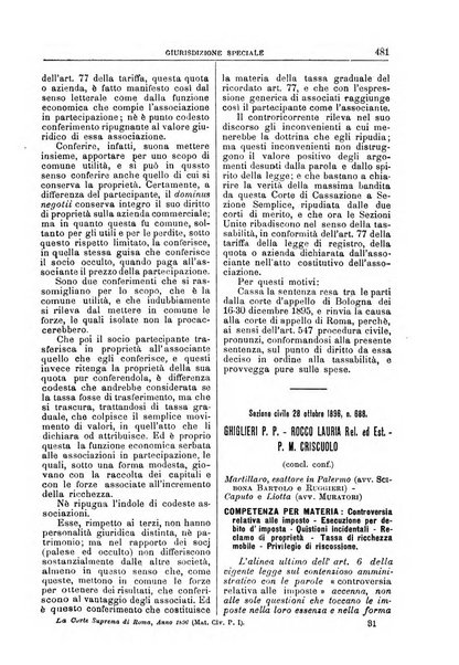 La Corte suprema di Roma raccolta periodica delle sentenze della Corte di cassazione di Roma