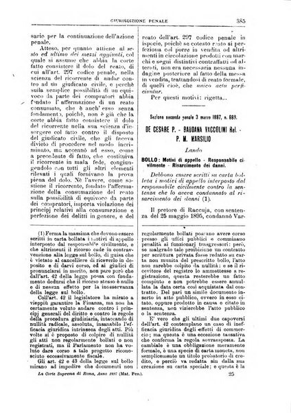 La Corte suprema di Roma raccolta periodica delle sentenze della Corte di cassazione di Roma