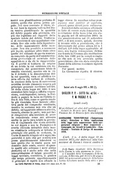 La Corte suprema di Roma raccolta periodica delle sentenze della Corte di cassazione di Roma