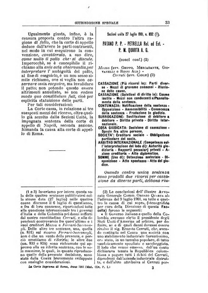 La Corte suprema di Roma raccolta periodica delle sentenze della Corte di cassazione di Roma