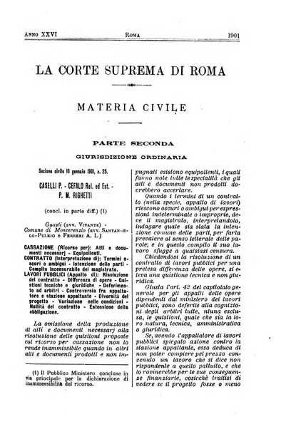 La Corte suprema di Roma raccolta periodica delle sentenze della Corte di cassazione di Roma