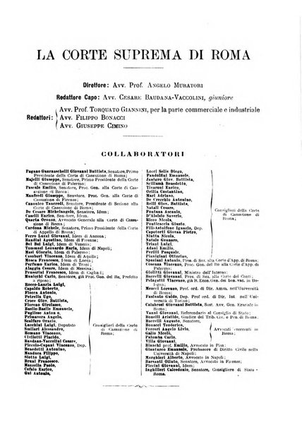 La Corte suprema di Roma raccolta periodica delle sentenze della Corte di cassazione di Roma