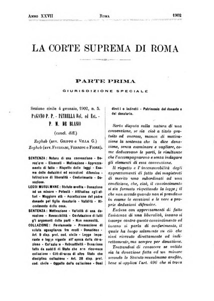 La Corte suprema di Roma raccolta periodica delle sentenze della Corte di cassazione di Roma