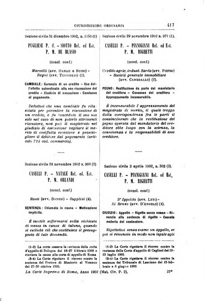 La Corte suprema di Roma raccolta periodica delle sentenze della Corte di cassazione di Roma