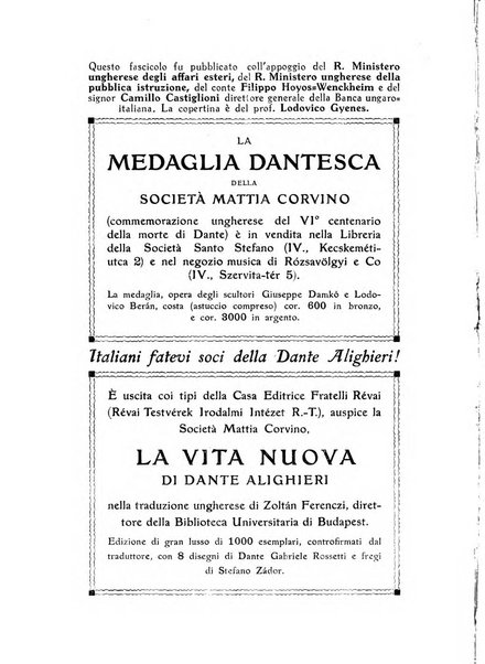 Corvina rivista di scienze, lettere ed arti della Società ungherese-italiana Mattia Corvino