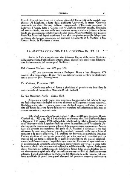 Corvina rivista di scienze, lettere ed arti della Società ungherese-italiana Mattia Corvino