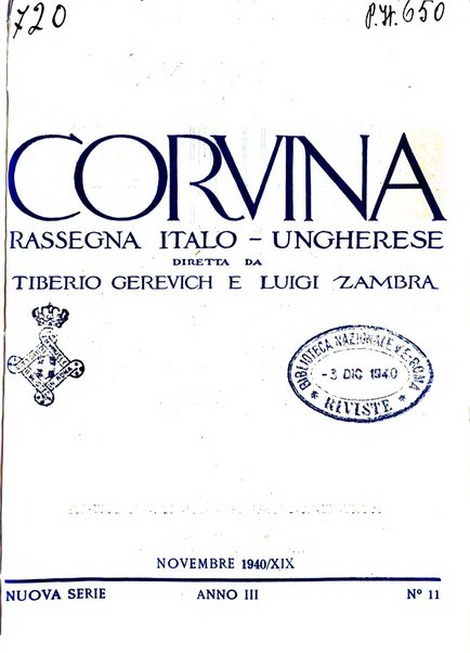 Corvina rivista di scienze, lettere ed arti della Società ungherese-italiana Mattia Corvino