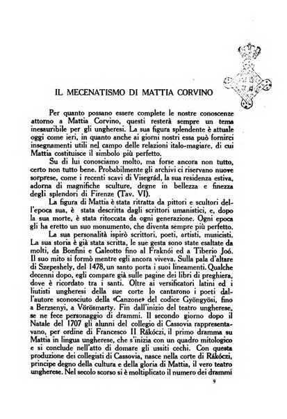 Corvina rivista di scienze, lettere ed arti della Società ungherese-italiana Mattia Corvino