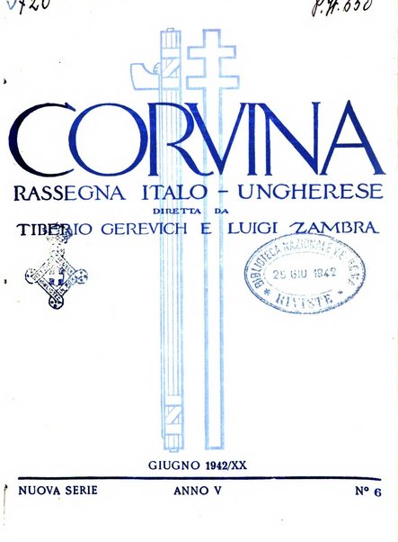 Corvina rivista di scienze, lettere ed arti della Società ungherese-italiana Mattia Corvino