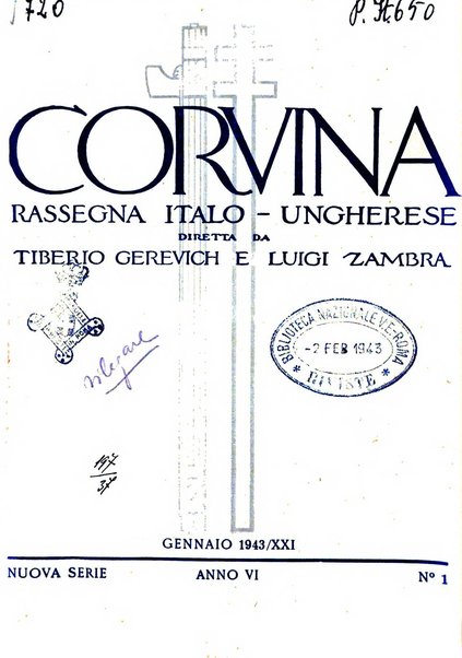 Corvina rivista di scienze, lettere ed arti della Società ungherese-italiana Mattia Corvino