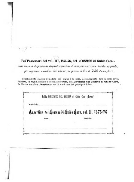 Cosmos comunicazioni sui progressi più recenti e notevoli della geografia e delle scienze affini.