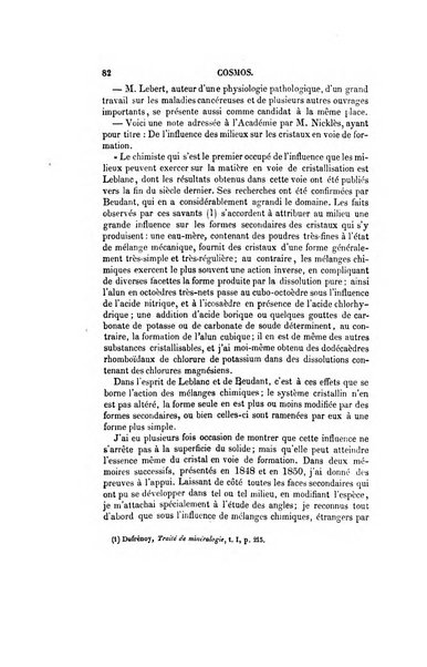 Le cosmos revue encyclopedique hebdomadaire des progres des sciences et de leurs applications aux arts et a l'industrie