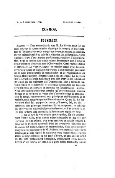 Le cosmos revue encyclopedique hebdomadaire des progres des sciences et de leurs applications aux arts et a l'industrie