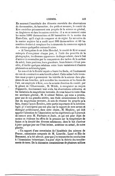 Le cosmos revue encyclopedique hebdomadaire des progres des sciences et de leurs applications aux arts et a l'industrie