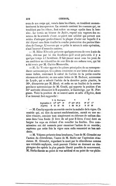 Le cosmos revue encyclopedique hebdomadaire des progres des sciences et de leurs applications aux arts et a l'industrie