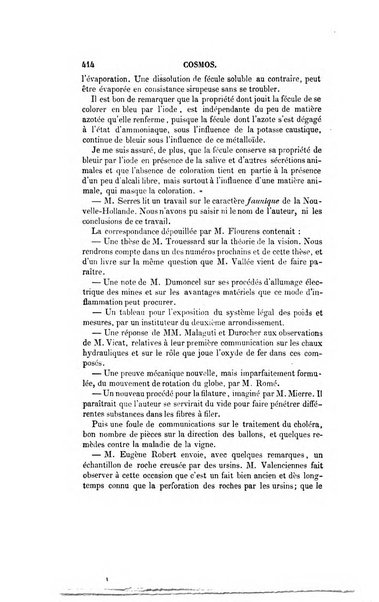 Le cosmos revue encyclopedique hebdomadaire des progres des sciences et de leurs applications aux arts et a l'industrie