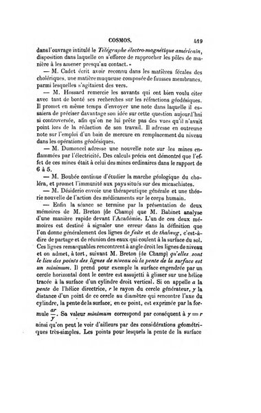 Le cosmos revue encyclopedique hebdomadaire des progres des sciences et de leurs applications aux arts et a l'industrie