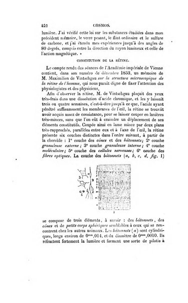 Le cosmos revue encyclopedique hebdomadaire des progres des sciences et de leurs applications aux arts et a l'industrie