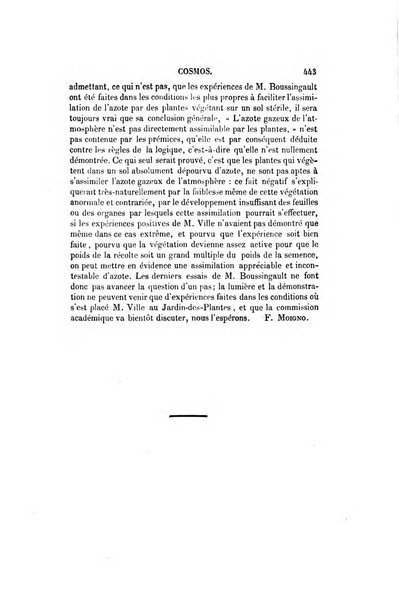 Le cosmos revue encyclopedique hebdomadaire des progres des sciences et de leurs applications aux arts et a l'industrie