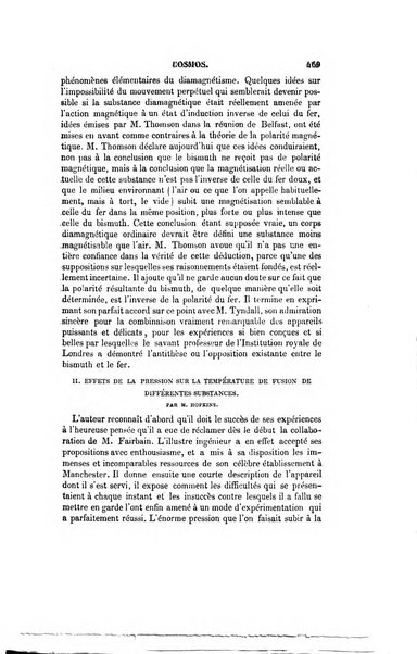 Le cosmos revue encyclopedique hebdomadaire des progres des sciences et de leurs applications aux arts et a l'industrie