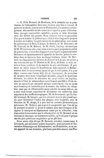 Le cosmos revue encyclopedique hebdomadaire des progres des sciences et de leurs applications aux arts et a l'industrie