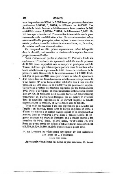 Le cosmos revue encyclopedique hebdomadaire des progres des sciences et de leurs applications aux arts et a l'industrie