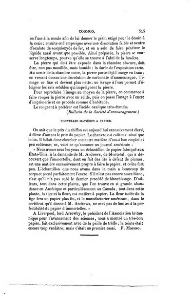 Le cosmos revue encyclopedique hebdomadaire des progres des sciences et de leurs applications aux arts et a l'industrie