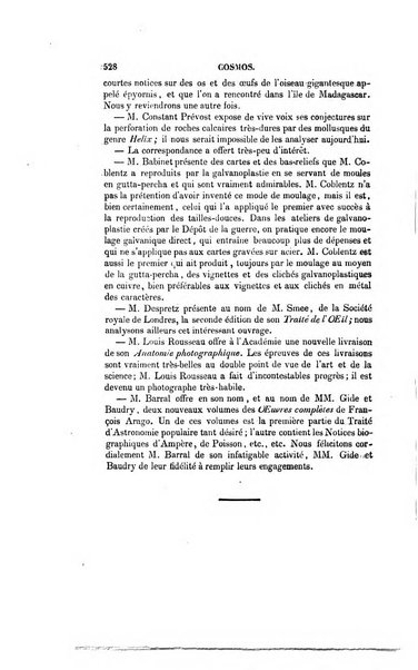 Le cosmos revue encyclopedique hebdomadaire des progres des sciences et de leurs applications aux arts et a l'industrie