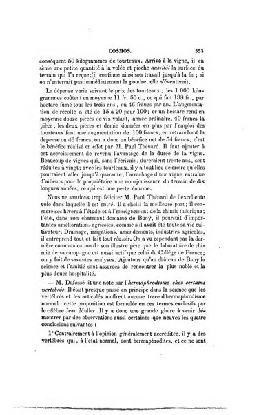 Le cosmos revue encyclopedique hebdomadaire des progres des sciences et de leurs applications aux arts et a l'industrie