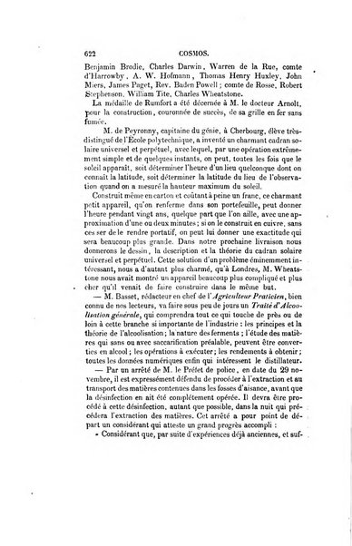 Le cosmos revue encyclopedique hebdomadaire des progres des sciences et de leurs applications aux arts et a l'industrie