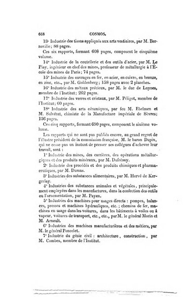 Le cosmos revue encyclopedique hebdomadaire des progres des sciences et de leurs applications aux arts et a l'industrie