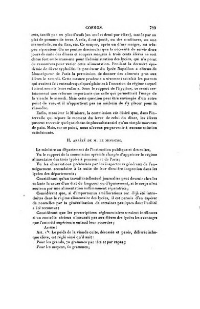 Le cosmos revue encyclopedique hebdomadaire des progres des sciences et de leurs applications aux arts et a l'industrie