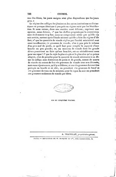 Le cosmos revue encyclopedique hebdomadaire des progres des sciences et de leurs applications aux arts et a l'industrie