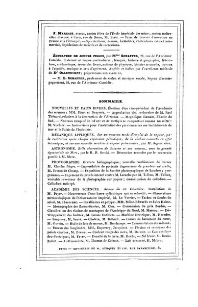 Le cosmos revue encyclopedique hebdomadaire des progres des sciences et de leurs applications aux arts et a l'industrie