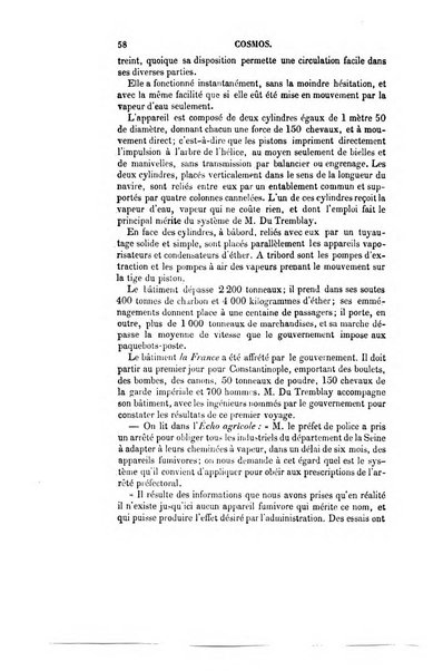 Le cosmos revue encyclopedique hebdomadaire des progres des sciences et de leurs applications aux arts et a l'industrie