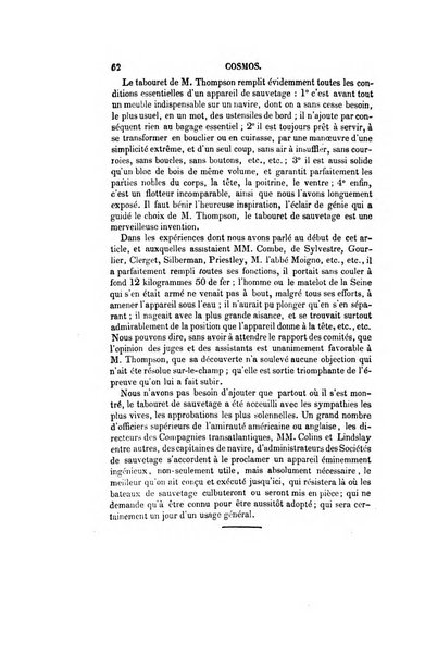 Le cosmos revue encyclopedique hebdomadaire des progres des sciences et de leurs applications aux arts et a l'industrie