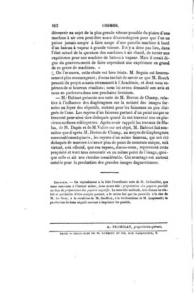 Le cosmos revue encyclopedique hebdomadaire des progres des sciences et de leurs applications aux arts et a l'industrie