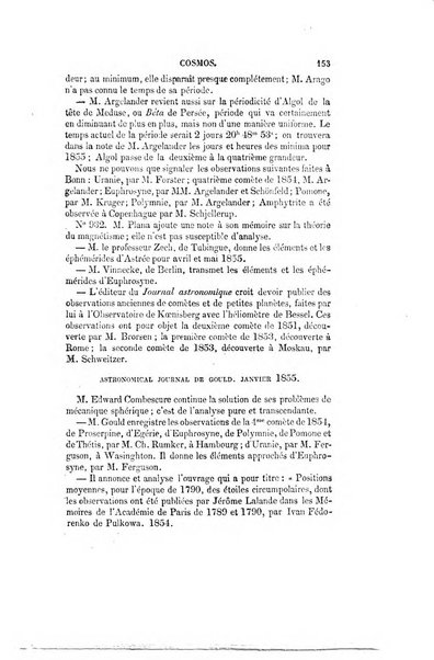 Le cosmos revue encyclopedique hebdomadaire des progres des sciences et de leurs applications aux arts et a l'industrie