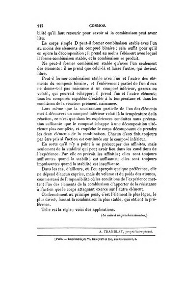 Le cosmos revue encyclopedique hebdomadaire des progres des sciences et de leurs applications aux arts et a l'industrie