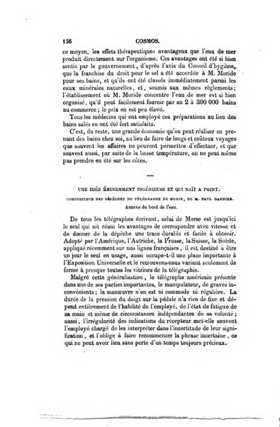 Le cosmos revue encyclopedique hebdomadaire des progres des sciences et de leurs applications aux arts et a l'industrie