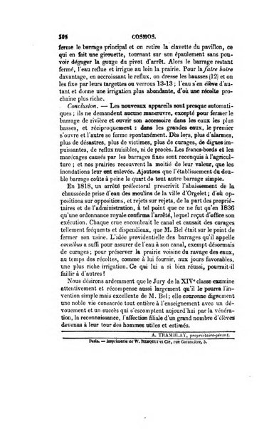 Le cosmos revue encyclopedique hebdomadaire des progres des sciences et de leurs applications aux arts et a l'industrie