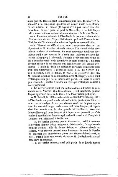 Le cosmos revue encyclopedique hebdomadaire des progres des sciences et de leurs applications aux arts et a l'industrie