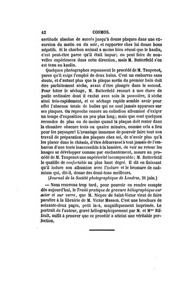 Le cosmos revue encyclopedique hebdomadaire des progres des sciences et de leurs applications aux arts et a l'industrie