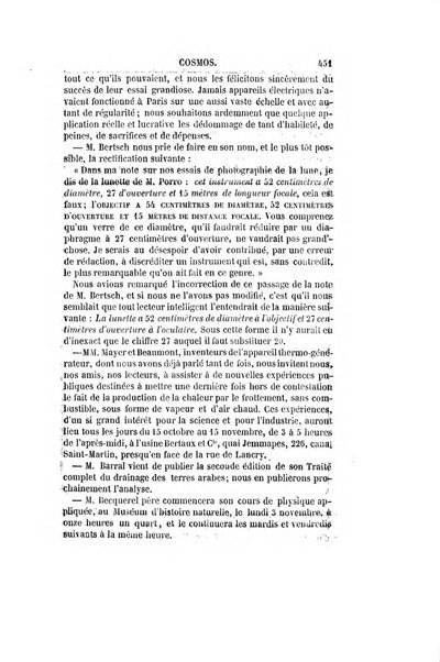 Le cosmos revue encyclopedique hebdomadaire des progres des sciences et de leurs applications aux arts et a l'industrie