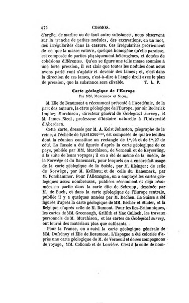 Le cosmos revue encyclopedique hebdomadaire des progres des sciences et de leurs applications aux arts et a l'industrie