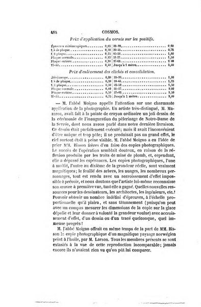 Le cosmos revue encyclopedique hebdomadaire des progres des sciences et de leurs applications aux arts et a l'industrie