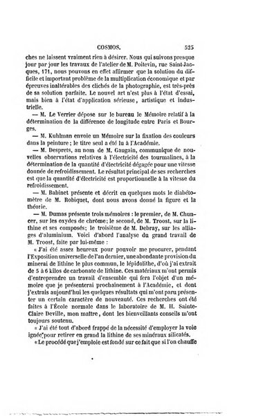 Le cosmos revue encyclopedique hebdomadaire des progres des sciences et de leurs applications aux arts et a l'industrie