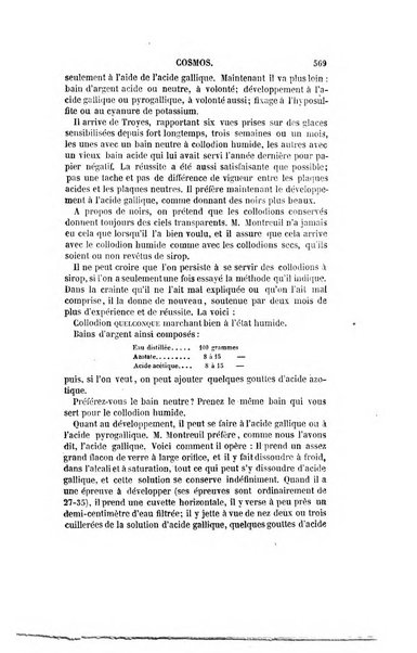 Le cosmos revue encyclopedique hebdomadaire des progres des sciences et de leurs applications aux arts et a l'industrie